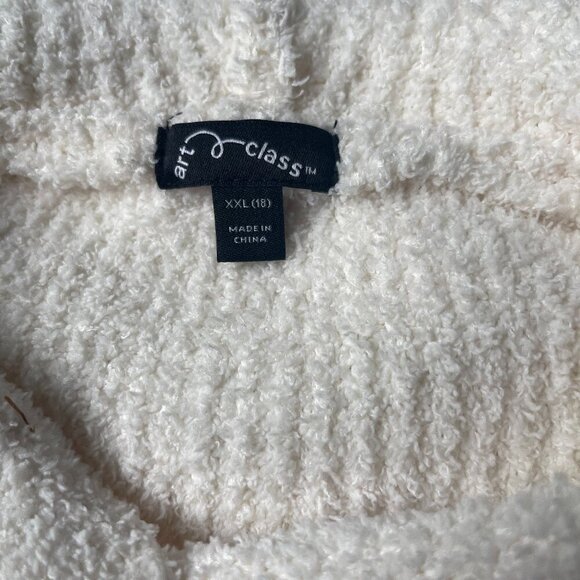 Women's Cozy Art Class Recycled Polyester Cream Hooded Sweater, XXL (18), NWT - Picture 6 of 6